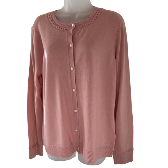 Brooks Brothers Sweaters - Brooks Brothers Cardigan Womens XL Pink Saxxon Wool Button Front Sweater‎